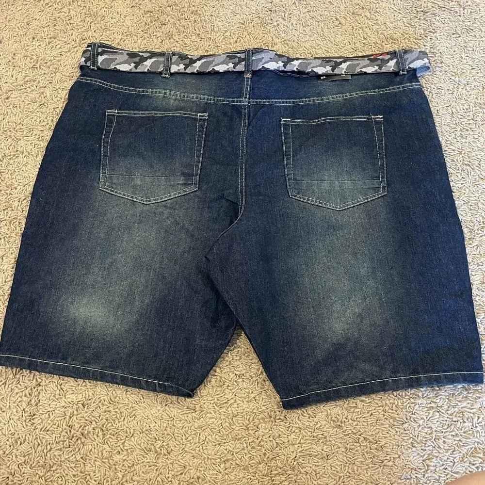 Ecko Unltd Jean Shorts Men's 759 Relaxed Fit Camo Belted Denim Dark Indigo Q965 - Picture 5 of 8